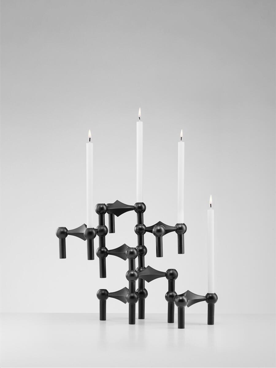 Candle Quotes - Metalen Moleculaire Structuur Kaarsenhouder Zwarte Kandelaar