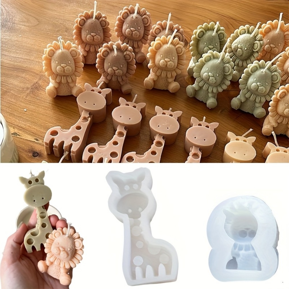 Candle Fragrance Supplies - Leeuw en giraffe siliconen mal Leuke,