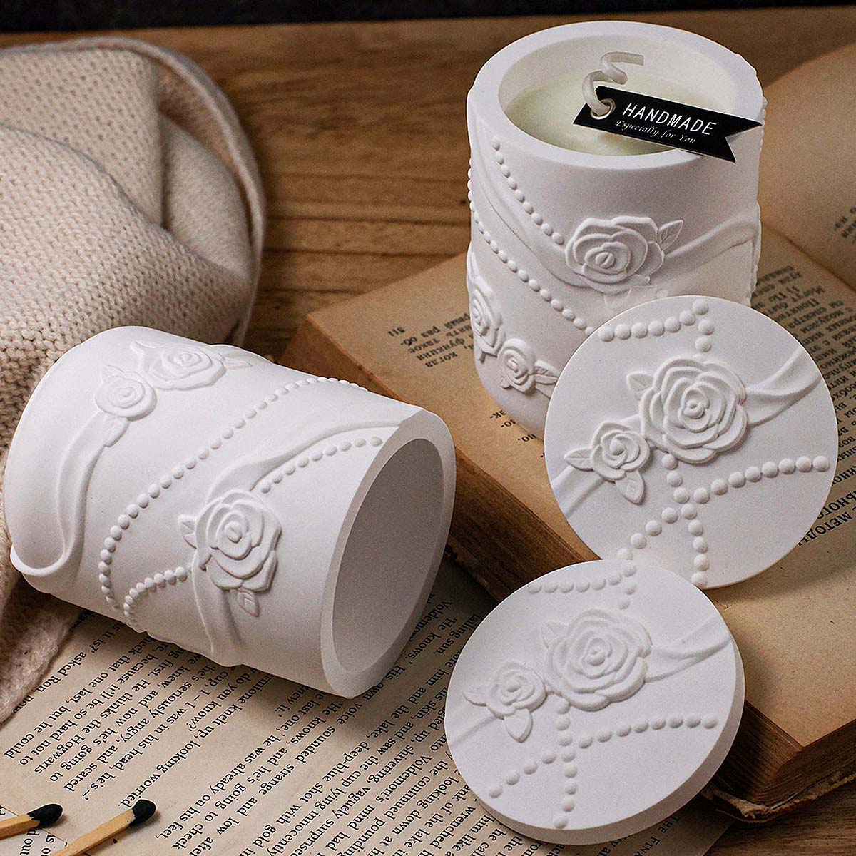 Beton bloemvorm kaars pot sili - Candle Supplies Jars recensie en prijs