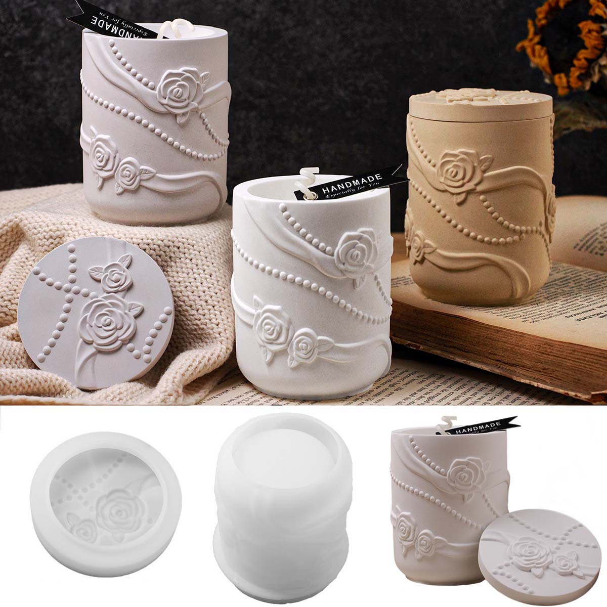 Beton bloemvorm kaars pot sili - Candle Supplies Jars recensie en prijs